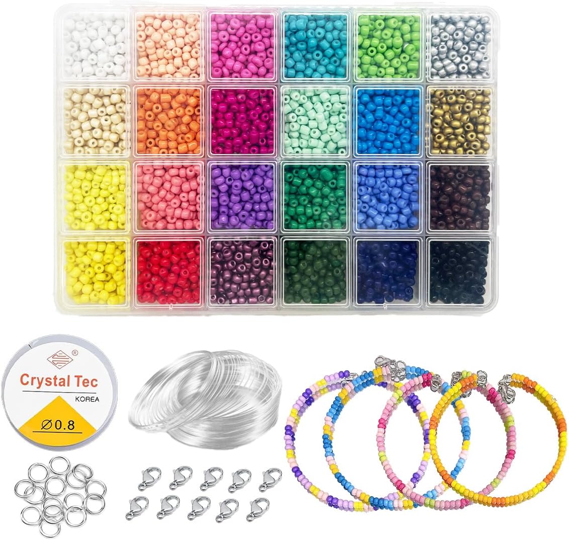 WYAHYQ 4MM Perforated Beads 24 Colours Beads Assortments DIY Bracelets