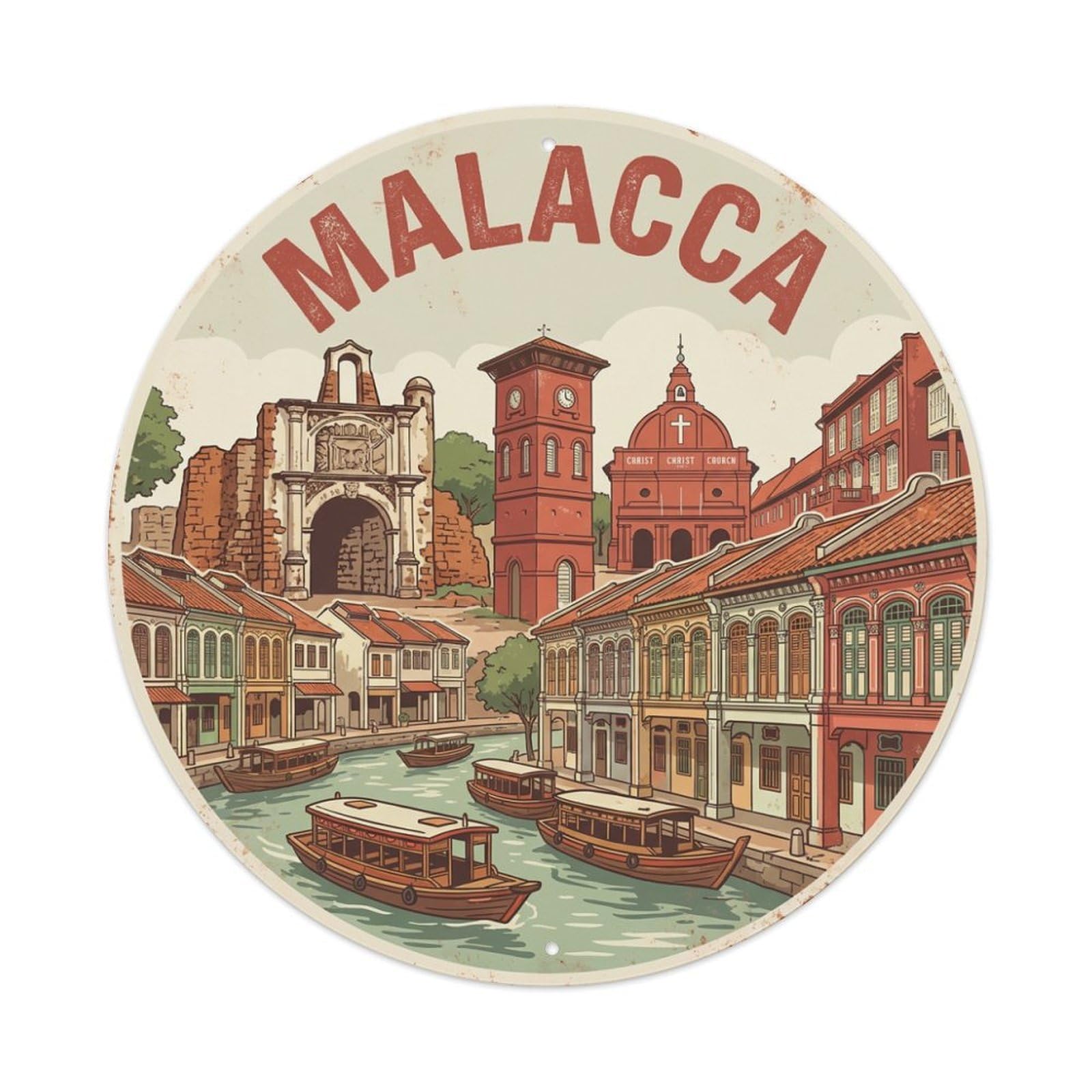 Retro Travel Malaysia Malacca Metal Tin Sign