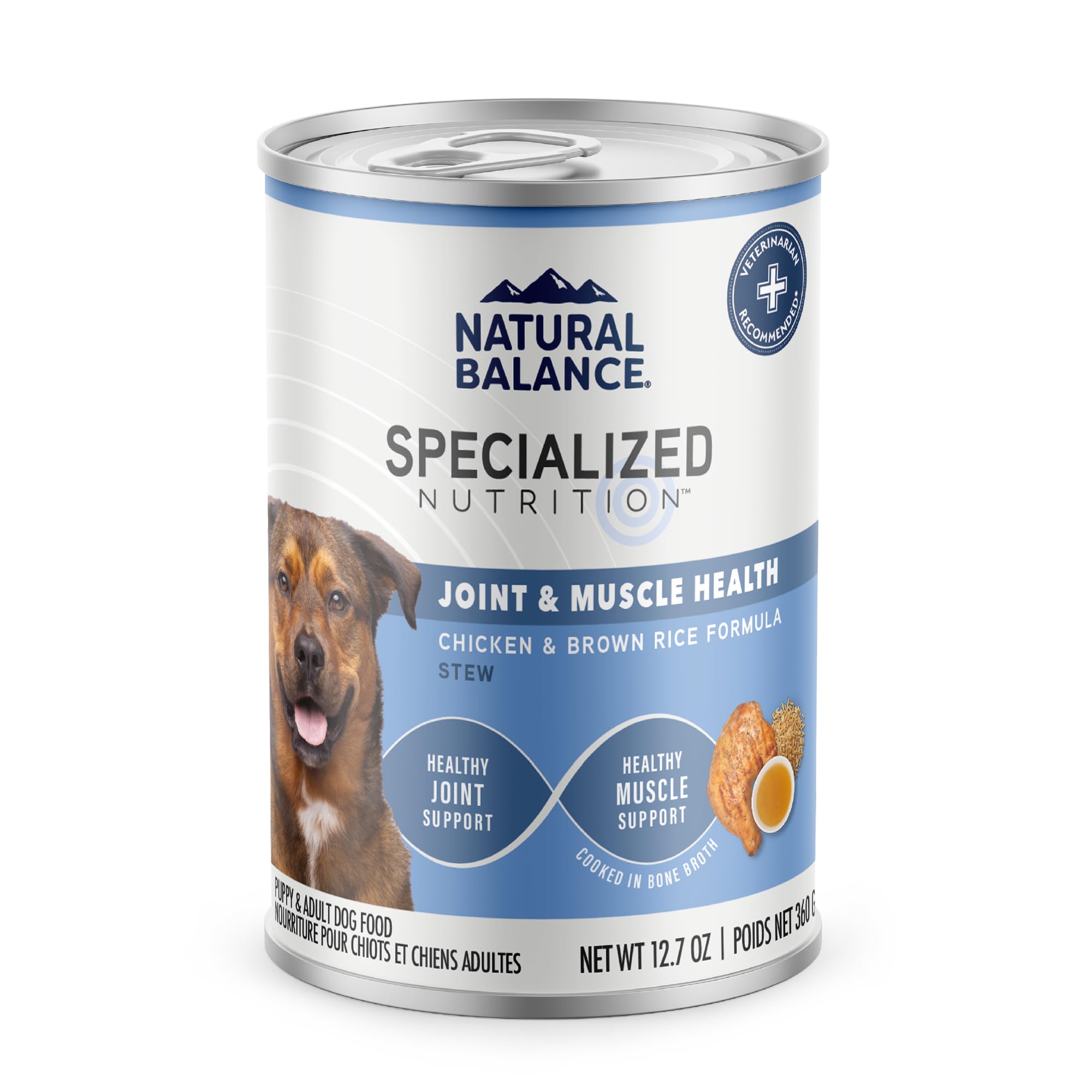 Natural Balance Specialized Nutrition Wet Dog Food Stew with Chicken and Brown Rice, Joint Health & Muscle Health Dog Food, Natural Ingredients with