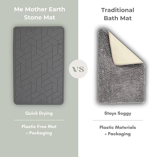Miniatura 10 de ME MOTHER EARTH Tapete de ducha antideslizante para baño tapete de baño de tierra de diatomeas de secado rápido súper absorbente ecológico