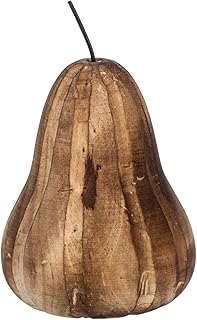 Ganz CB186486 Carved Texture Lines Pear Fruit 3.5 x 3.5 x 6 Inches Durable Wood Decorative Tabletop Figurine Art, Indoor Home Décor