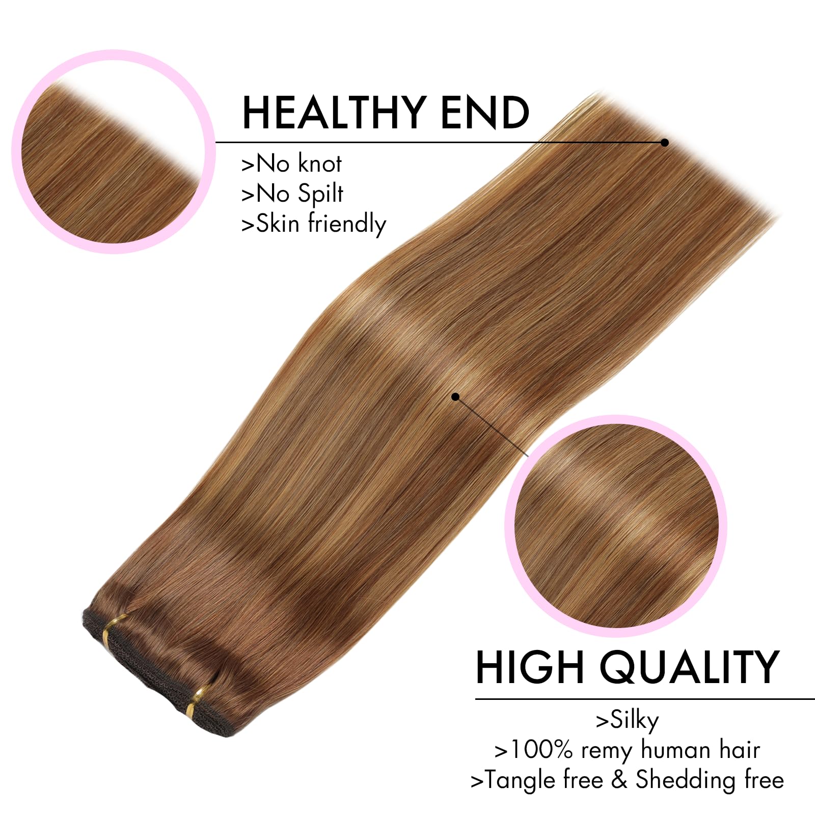 Extension Capelli Veri Clip 7pcs 80g 35cm (14Inch, 4/4/27#) Lisci Invisibili Remy Umani Human Hair