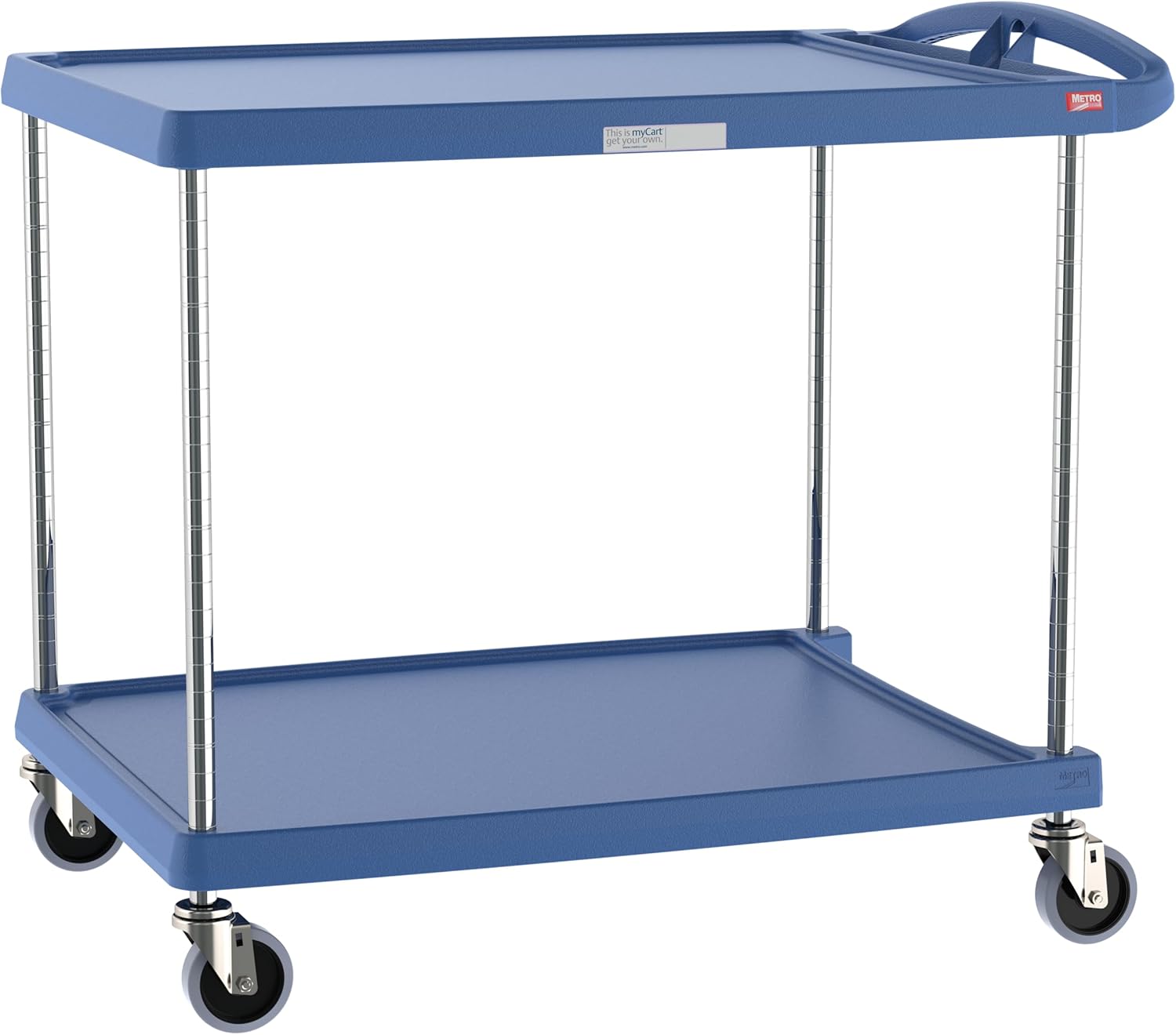 Metro MY1627-24G myCart Series Premium Plastic Utility Cart with 2 Impact Resistant Polymer Shelves, Gray, 18.3" W x 31.5" L x 35.5" H