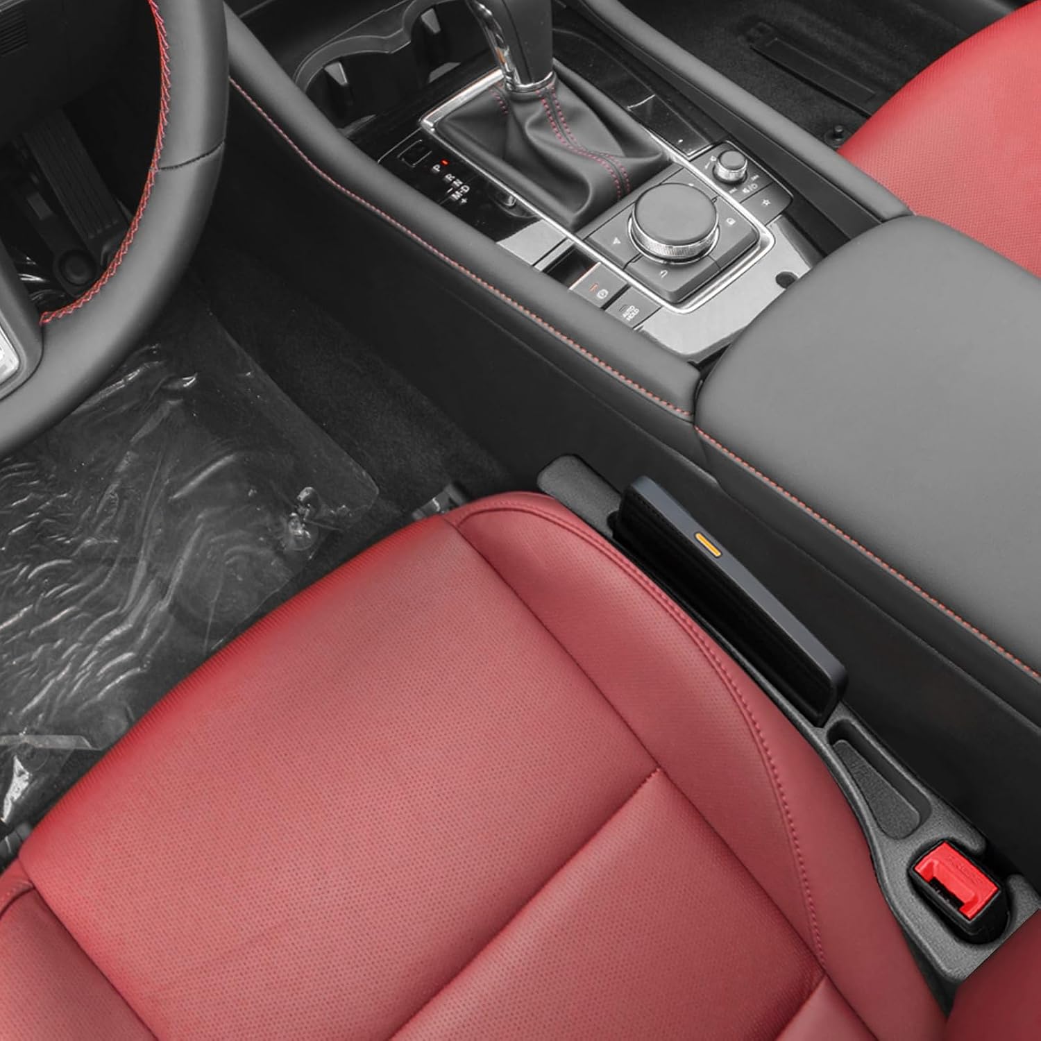 Car Seat Gap Filler Organizer Compatible with Mazda 3 Accessories Seat Gap Plug Blocker with Storage Slot Non-Slip Car Cup Holder Coaster Black image 2