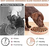 Vista 2 de Moogrou Tazón de silicona para perros de alimentación lenta ralentiza la alimentación para cachorros, perros pequeños, medianos y grandes, cuencos