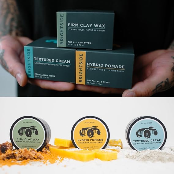 BRIGHTSIDE Firm Clay Wax for Men - Strong Hold Matte Hair Clay Paste