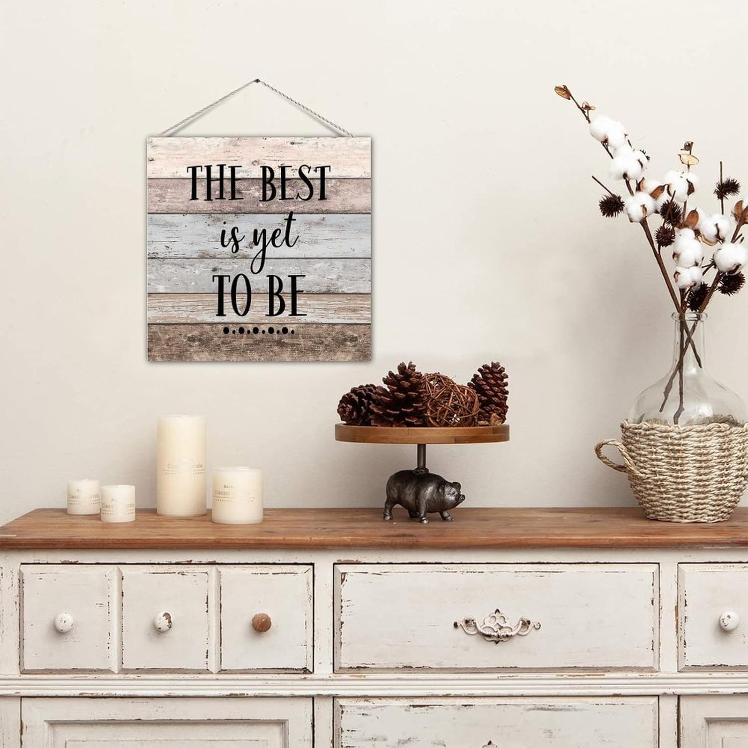 Rustic Wooden Sign The Best Is Yet to Be Classical Wood Door Hanger Sign Decorative Wooden Wall Pediment Door Hanger Sign Wall Decorations for Garden Tabletop 12in