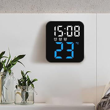 Digital Clock, LED Digital Alarm Clock with Snooze, Easy to Set, Full Range Brightness Dimmer, Battery Backup Loud Alarm Clock with USB Charger Port , Compact Clock for Bedrooms, Bedside, Desk (Blue)