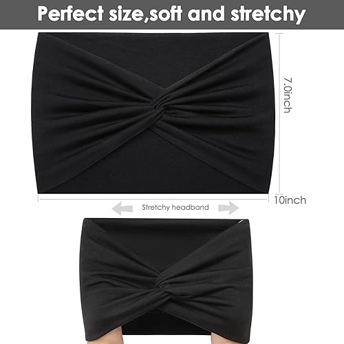 Miniatura 4 de HAUHC Diademas extra anchas para mujer, 7 pulgadas, grandes, de algodón, como turbante, anudadas, bandas para la cabeza para mujeres,