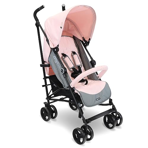 My Babiie MB02 Stroller - from Birth to 4 Years (22kg), Lightweight & Compact Umbrella Fold, Travel Buggy for Toddlers - Pink & Grey - Pink & Grey - MB02