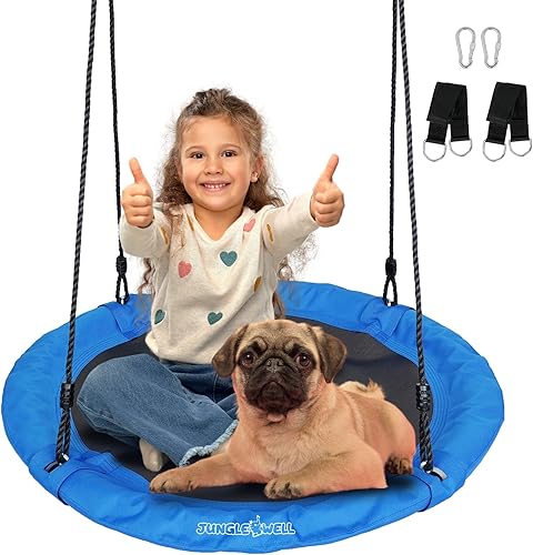 Columpio de platillo – Asiento de columpio de árbol de 40 pulgadas con tela Oxford impermeable 900D para niños y adultos | Capacidad de peso de 700