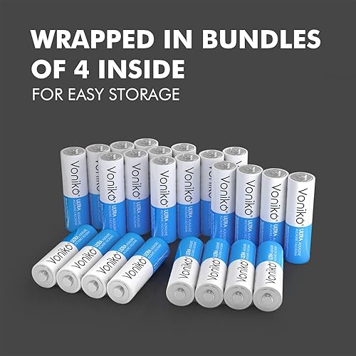 Vista 4 de Voniko - Pilas AAA de grado premium -Paquete de 600 - Batería alcalina triple A - Baterías de 1.5 V de larga duración, a prueba de fugas - Vida útil