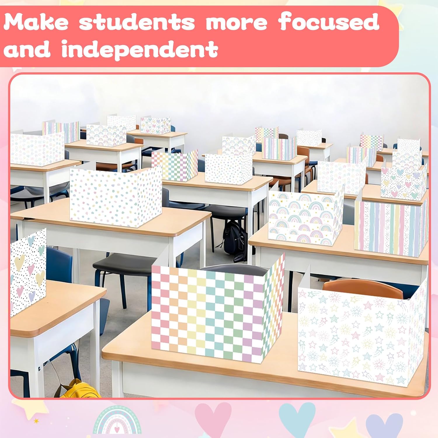 36 Pack Desk Dividers for Students Rainbow Pastel Privacy Folder Shields Durable Study Testing Carrel Dividers Classroom Shield Boards Panel Partition for Student Back to School Teacher Office Supplie