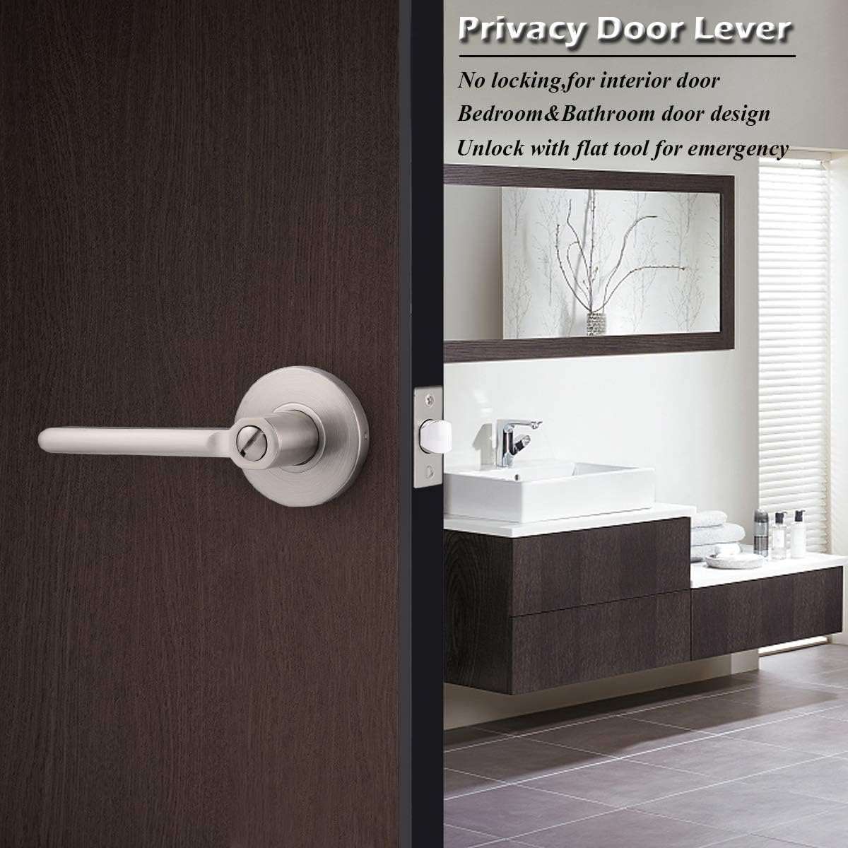 Free Shipping Over $50 10 Pack Interior Door Handles Privacy Door Knobs, Door Knob for Bed and Bath Privacy Function, Interior Door Use Door Levers in Satin Nickel Get Special Price 10 Pack Interior Door Handles Privacy Door Knobs, Door Knob for Bed and Bath Privacy Function, Interior Door Use Door Levers in Satin Nickel