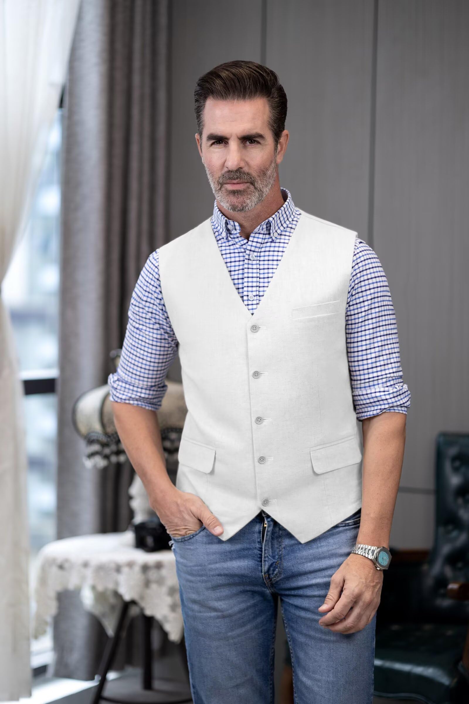 Gilet estivo da uomo, vestibilità normale, classico, per matrimoni e feste