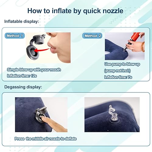 Miniatura 2 de Cojín inflable portátil para aliviar el dolor de coxis, para hemorroides, embarazo, úlceras de decúbito, cojín de larga duración, con bomba de aire.