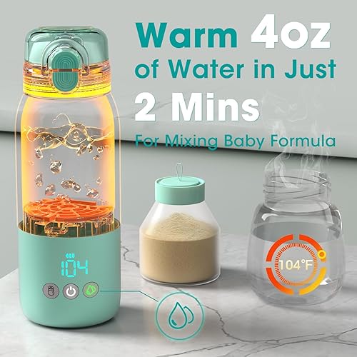 Miniatura 3 de Calentador de botellas portátil para viajes calentamiento rápido, doble modo de calentamiento para leche materna y fórmula, carga súper rápida de 45