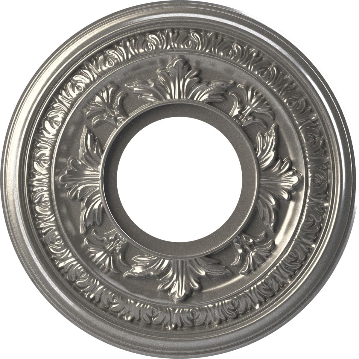 Ekena Millwork 10"OD x 3 1/2"ID x 3/4"P Baltimore Thermoformed PVC Ceiling Medallion (Fits Canopies up to 4 1/4"), Aged Dark Steel