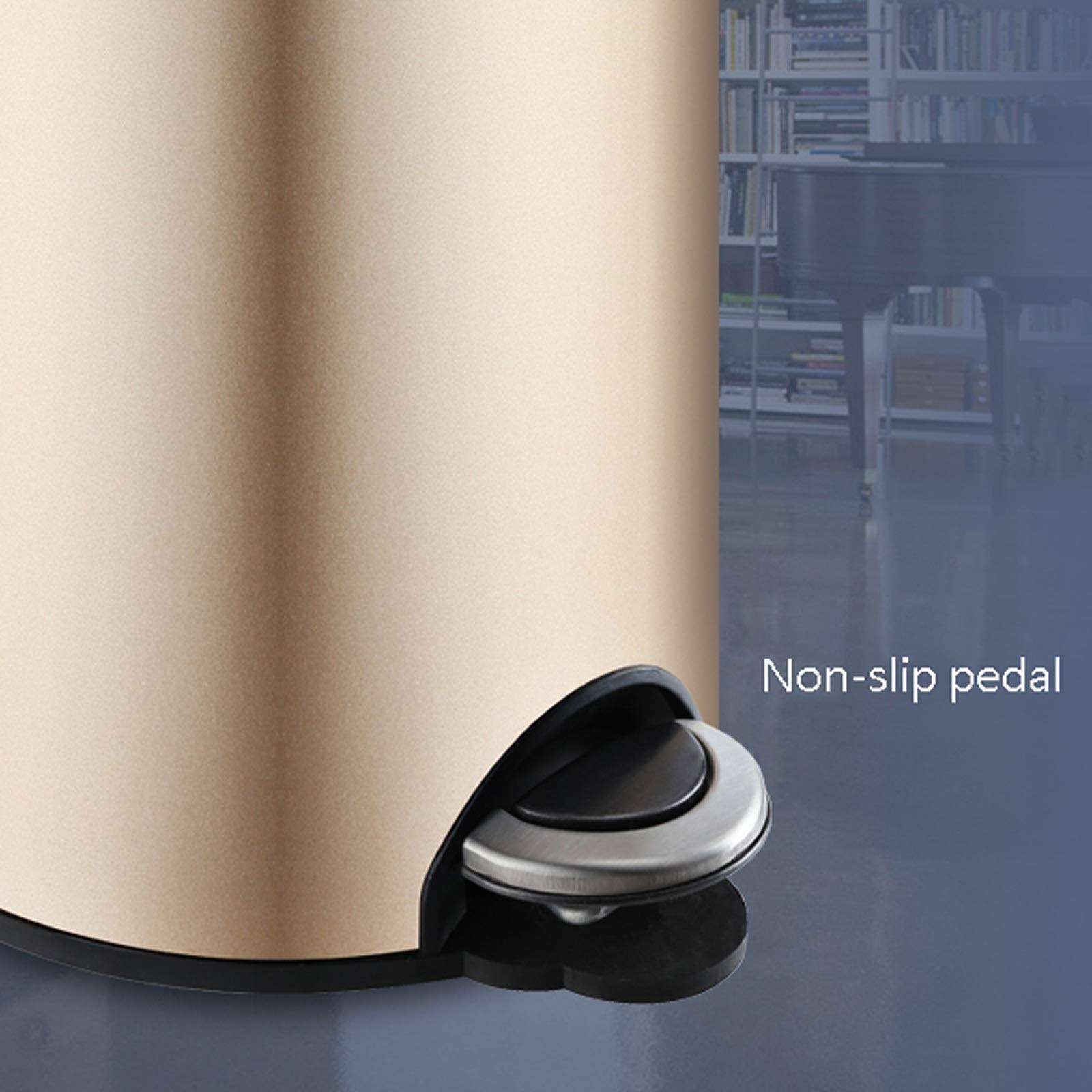 Papelera De Interior De Acero Inoxidable con Tapa, Accionada con El Pie, con Tapa Y Cierre, Color Oro Rosa, 7 L