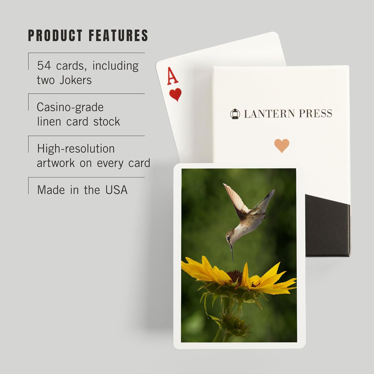 Lantern Press Hummingbird, 52 Playing Cards for Adults, Poker Size Card Deck