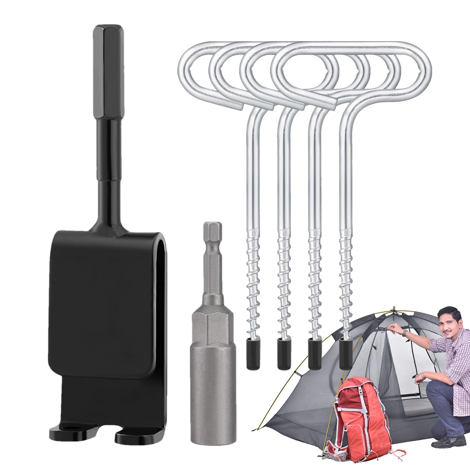 Kit adaptador para estaca de hielo y soporte roscado de tiendas de pesca