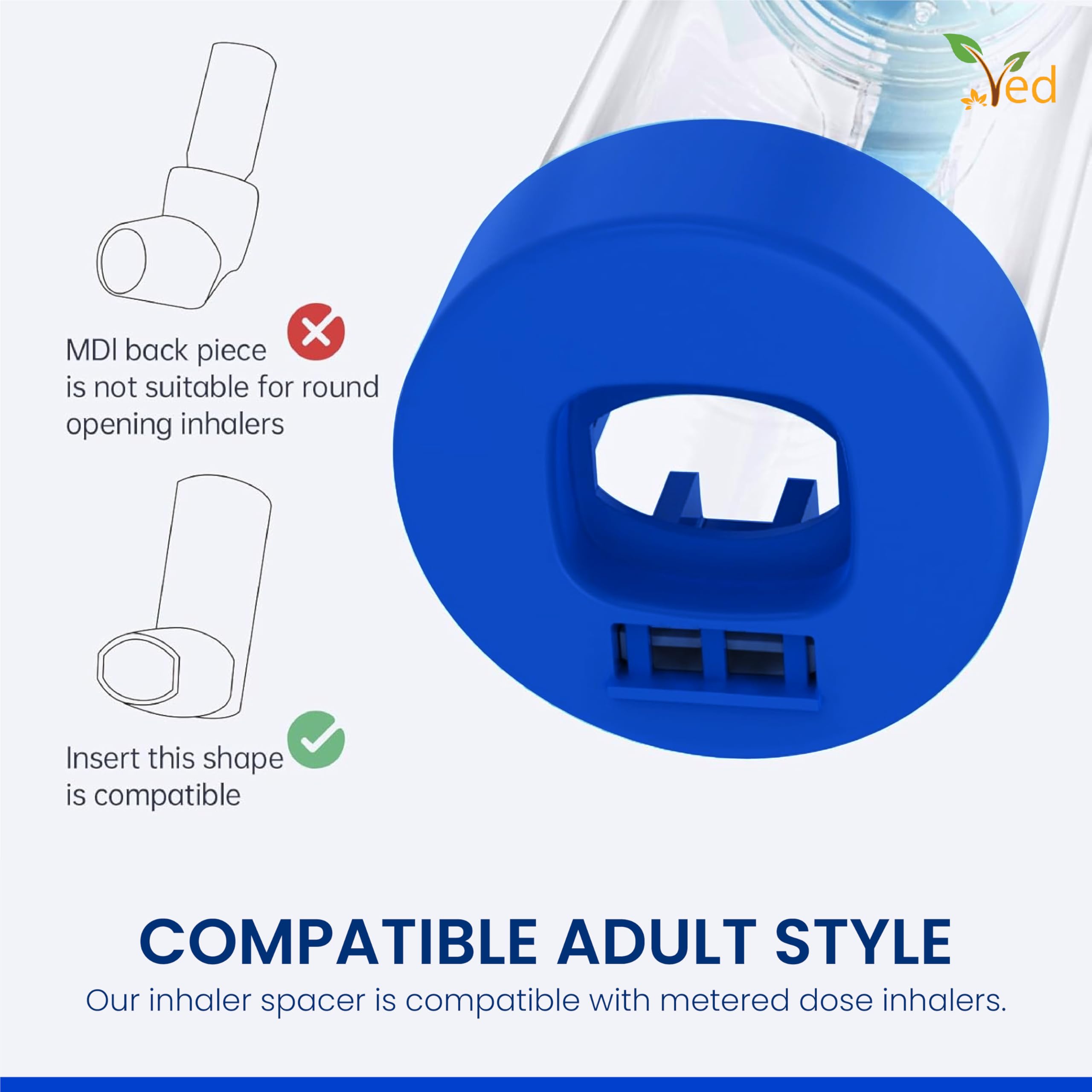 Dispositif d'espacement antistatique pour inhalateur, chambre d'inhalateur, à utiliser avec un inhalateur doseur, sans BPA ni latex pour adulte. (Bleu)
