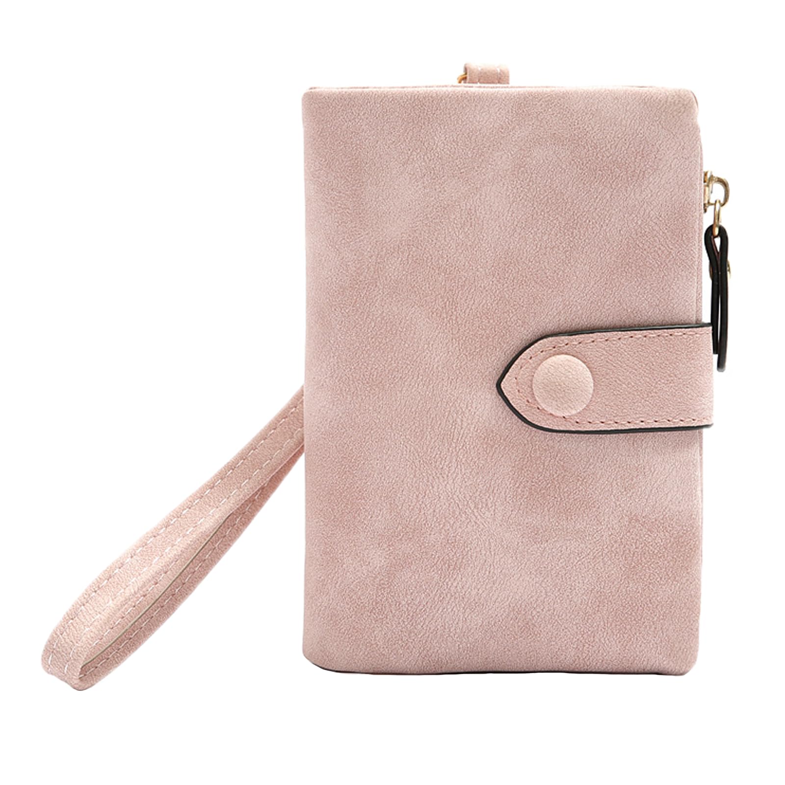 SUVERCH Womens Small Leather Wallet, RFID Bifold Ladies Wristlet with Card Slots id Window Zipper Coin Purse