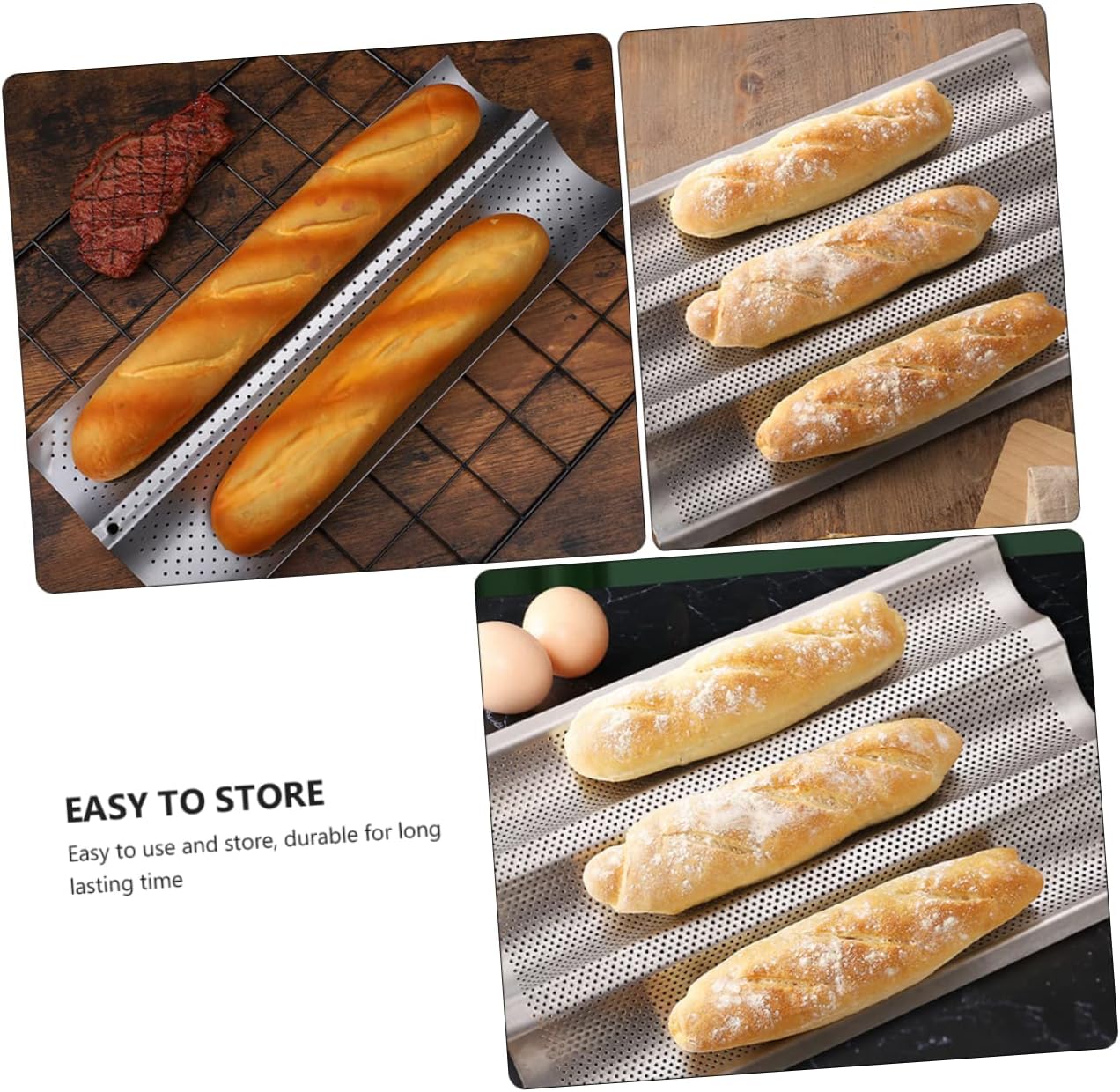 PRETYZOOM French Bread Baking Sheets Non-stick Loaf Pan Set 2pcs Heat Baking Sheets Bread Bake Stainles Steel Toaster Pan