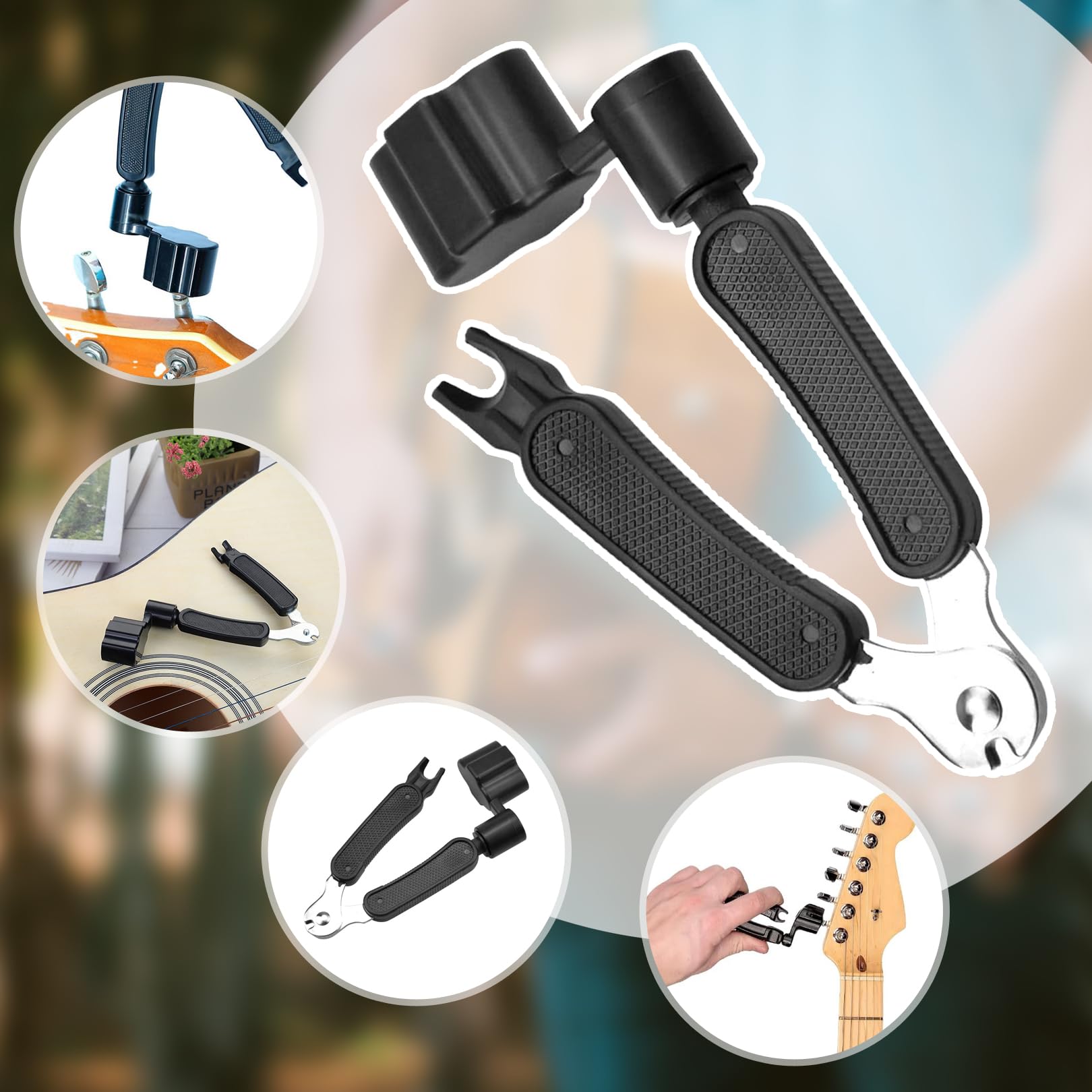 Outil 3 En 1 Coupe-Cordes & Enrouleur Guitare – Extracteur Broches Chevalet Multifonction Pour Guitare, Ukulélé, Banjo