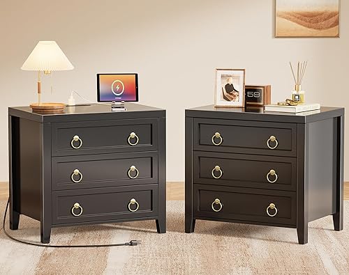 23.6 Inch Night Stand with Charger Station and USB-C Port,
