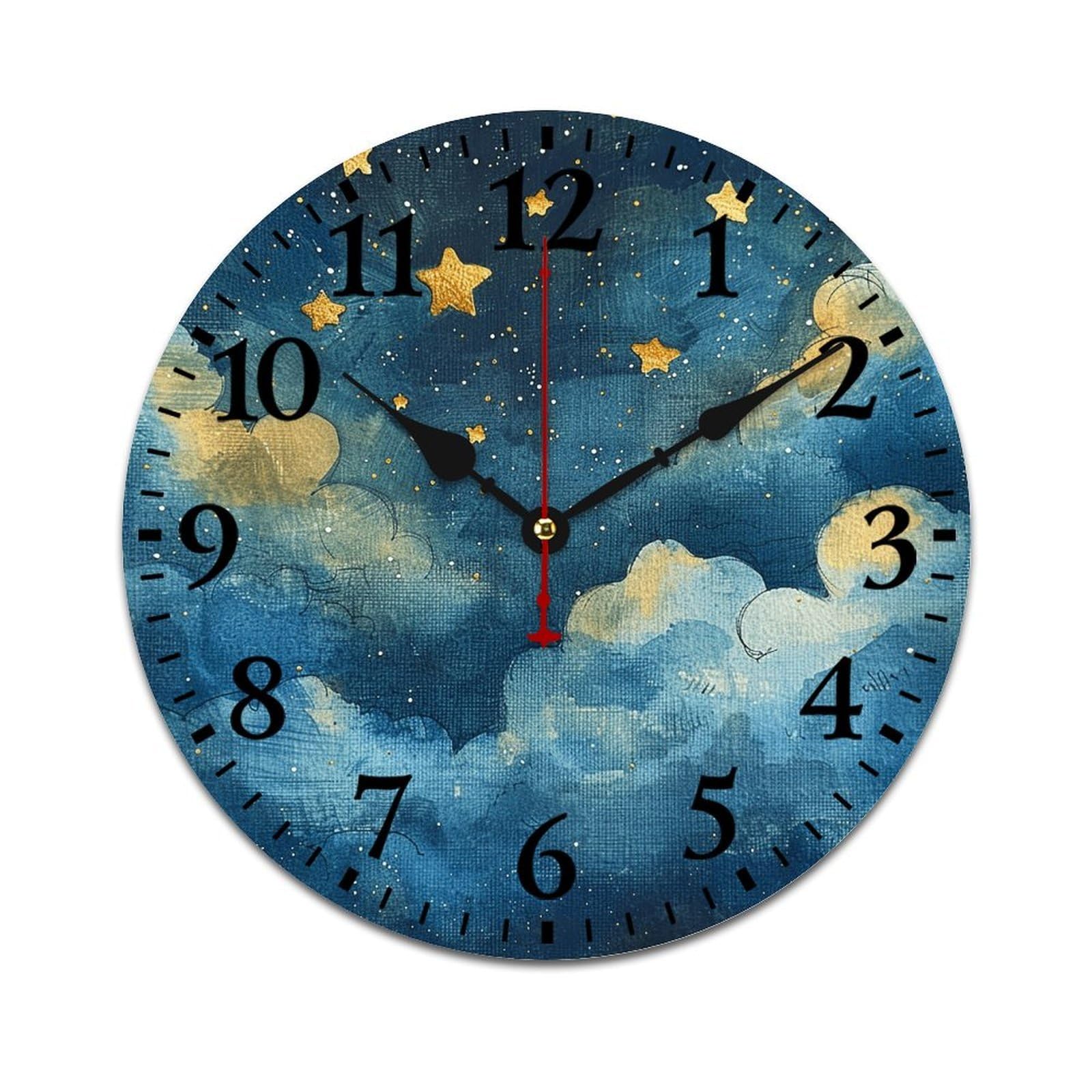 NTVOWPZO 10 Inch Wall Clock Wooden Unique Scenery Images Battery Operated Wall Clocks Silent Non-Ticking Square Wall Clock for Living Room Kitchen Home Office Wall Decorative Clocks