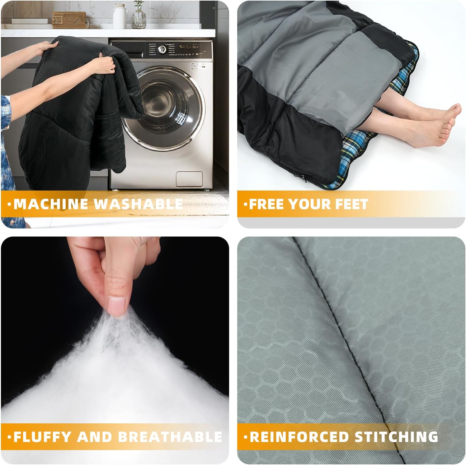 Cotton Flannel Lined Sleeping Bag for Adults Teens Kids, Cold Weather &Warm, 3 Seasons, Lightweight Compact Camping Essentials Equipment, Hiking, Outdoor, Travel - Image 4