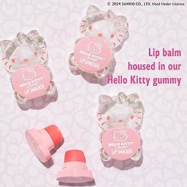Lip Smacker Hello Kitty Lip Balm, Peach Gummy Flavored Moisturizing, Smoothing Soft Shine, Hydrating & Protecting Fun Tasty Flavors, Cruelty-Free - Positively Peach