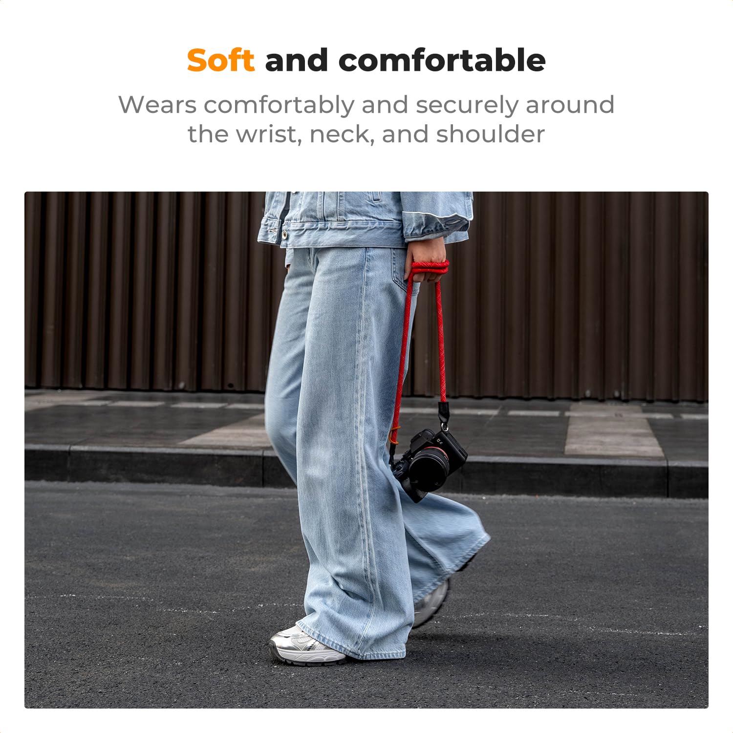 K&F Concept Pasek do aparatu, uniwersalny nylonowy pasek na szyję do aparatu DSLR-100 cm | Nylonowa lina, z o-ringiem do aparatu DSLR, do fotografii ulicznej, BJ01