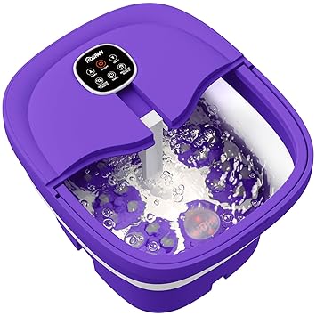 HOSPAN Collapsible Foot Spa Electric Rotary Massage, Foot Bath with Heat, Bubble, Remote, and 24 Motorized Shiatsu Massage Balls. Pedicure Foot Spa for Feet Stress Relief - FS02A