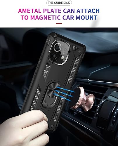Miniatura 6 de Funda para xiaomi mi 11 con soporte, soporte de anillo de rotación de 360 grados, grado militar, a prueba de golpes, resistente, cubierta de
