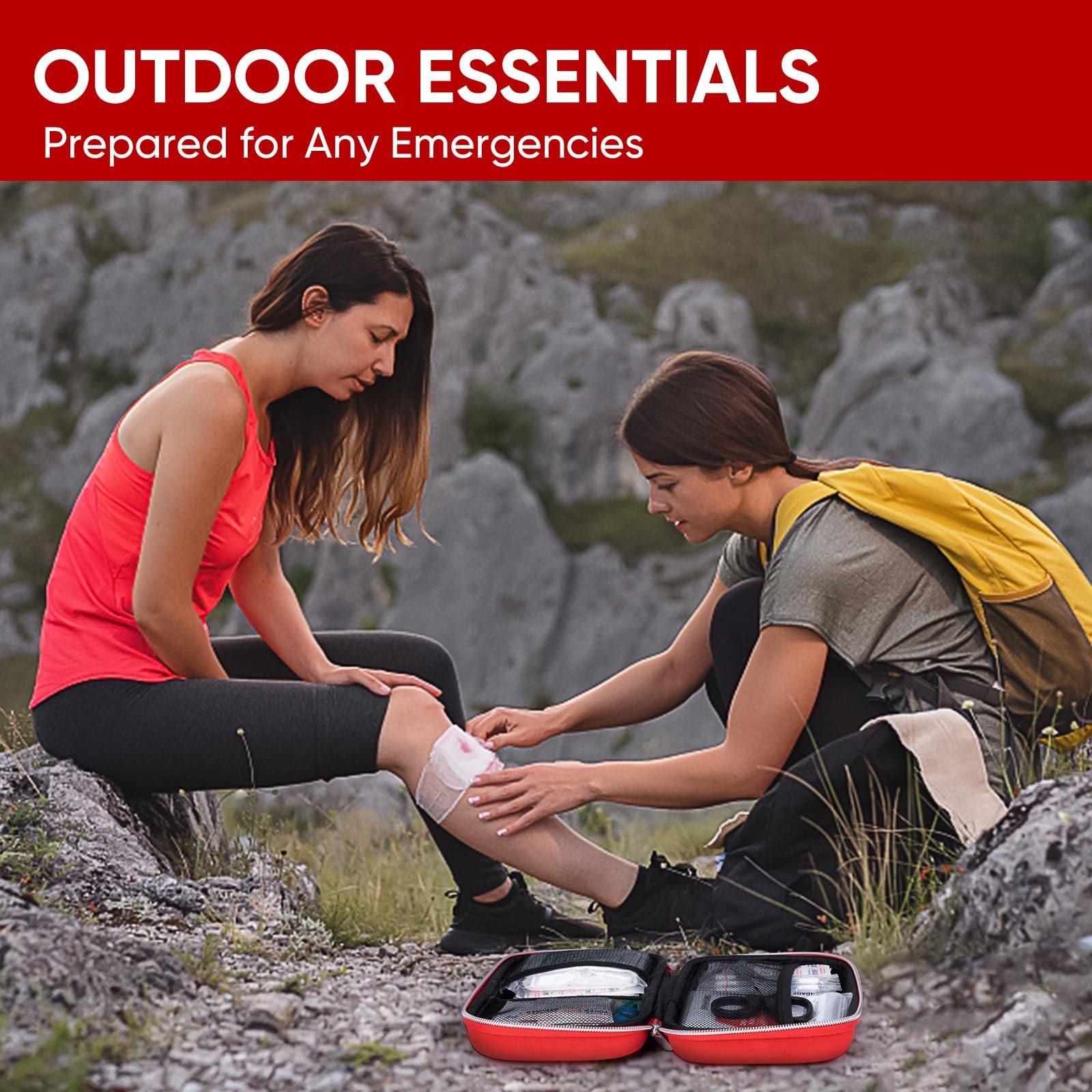 PTEROMY 300-teiliges Erste-Hilfe-Set, tragbare kleine Notfall-Kits, kompaktes Erste-Hilfe-Set mit hartem Aufbewahrungskoffer für Auto, Reisen, Zuhause, Camping, Outdoor, Wandern
