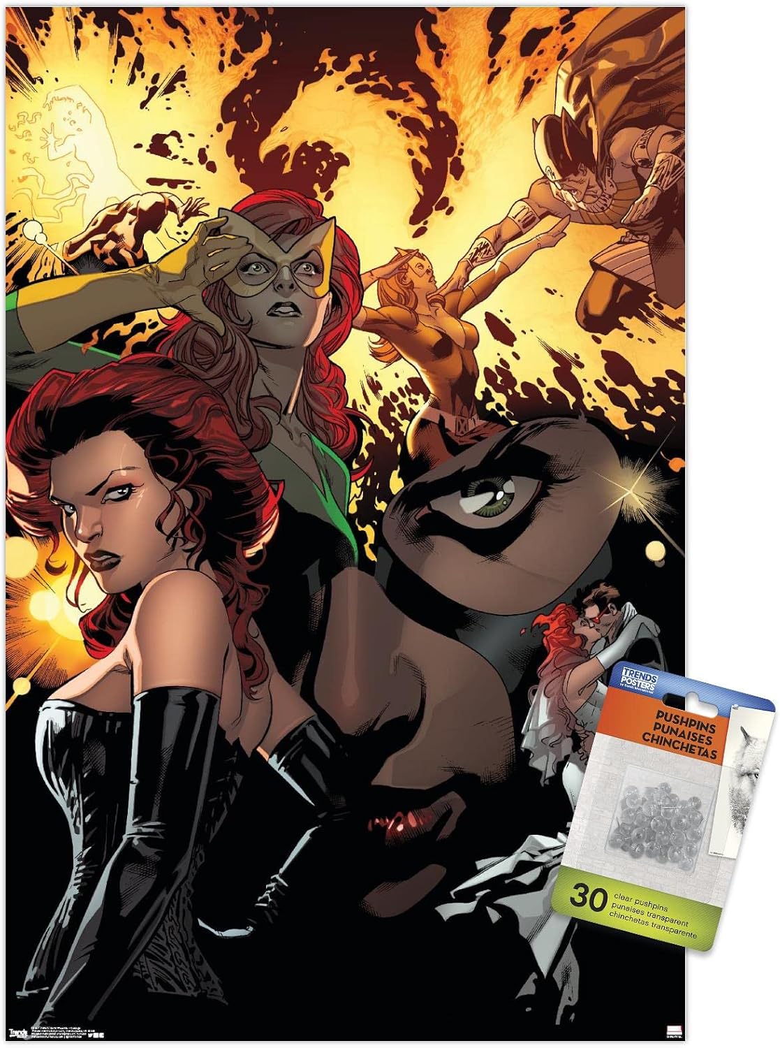 Trends International Marvel Comics The X-Men: Dark Phoenix - Collage Wall Poster, 14.72" x 22.37", Premium Poster & Push Pin Bundle