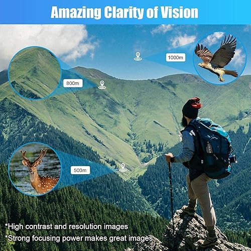 Miniatura 5 de Telescopio monocular con zoom de teleobjetivo, 40 x 60 HD, alta potencia, con soporte para teléfono inteligente y trípode IPX4, impermeable, BAK4,