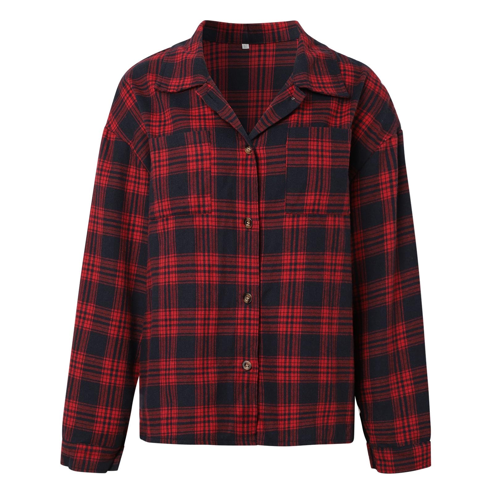 Camicia da donna casual, taglie forti, a maniche lunghe, con bottoni