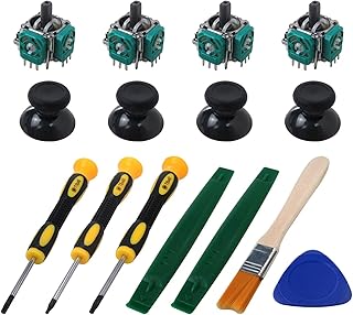 GRABOTE アナログジョイスティック修理キット 4個 - アナログジョイスティック交換用サムスティック、ドライバー3本付き (T6 T8 T10) 修理部品付き