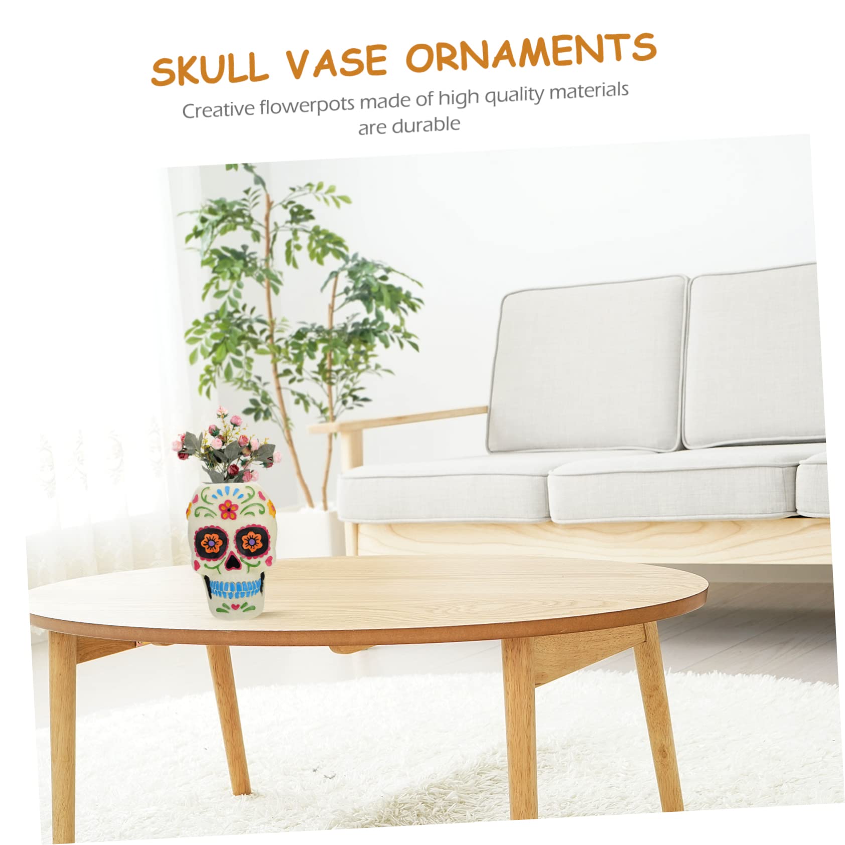 Pot De Fleurs En Résine Crâne Mexicain – Décoration Halloween, Jour Des Morts, Pour Succulentes & Petites Plantes - 7