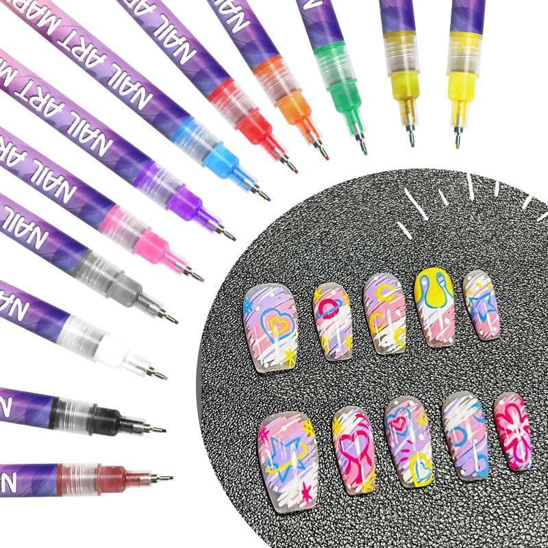 Soccer Party Decorations，Football Themed of Nail Art Marker Pens, Acrylic Paint Ink,12 Colors Set for Nail Design and Decoration