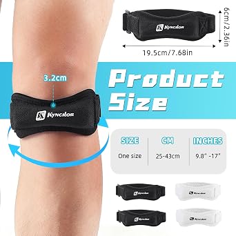 Patella Tendon Knee Support Strap, 4-Pack Adjustable Knee Brace