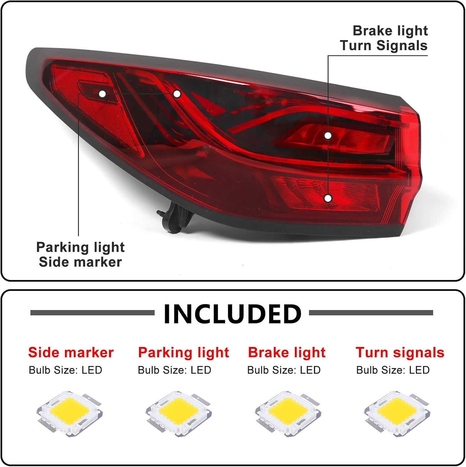 huray left full led outer tail light fit for chevy blazer 2023 2024 2025 lh taillight back lamp rear brake lamp assembly oe style replacement for 85039998 (driver side) lh(driver side)