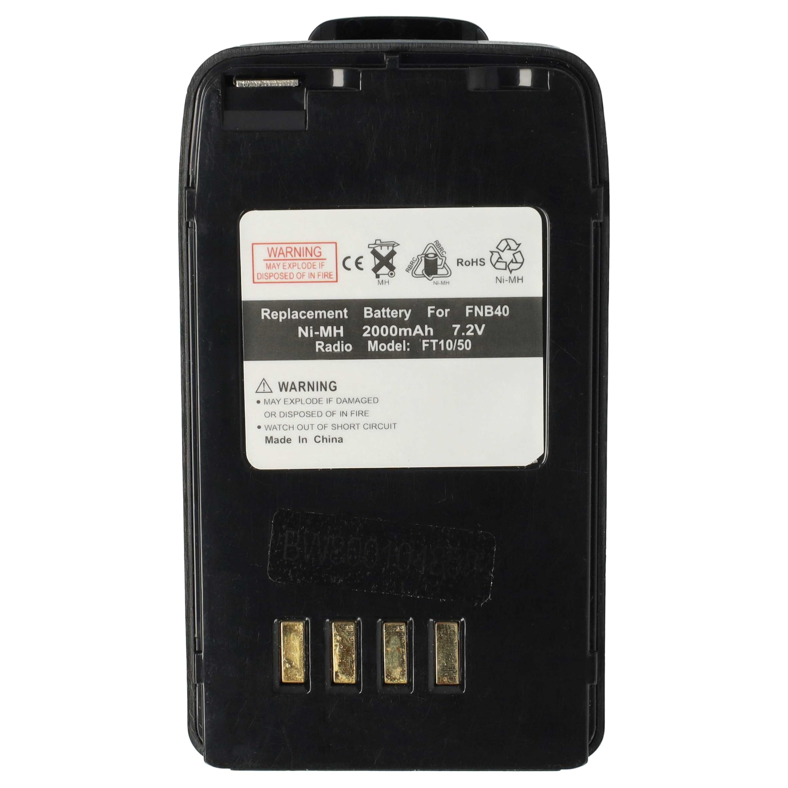 vhbw Akumulator kompatybilny z Vertex/Yaesu FT50R | FT-10R, FT40R, FT10R, FT-40R, krótkofalówka (2000 mAh, 7,2 V, NiMH) + klips do paska