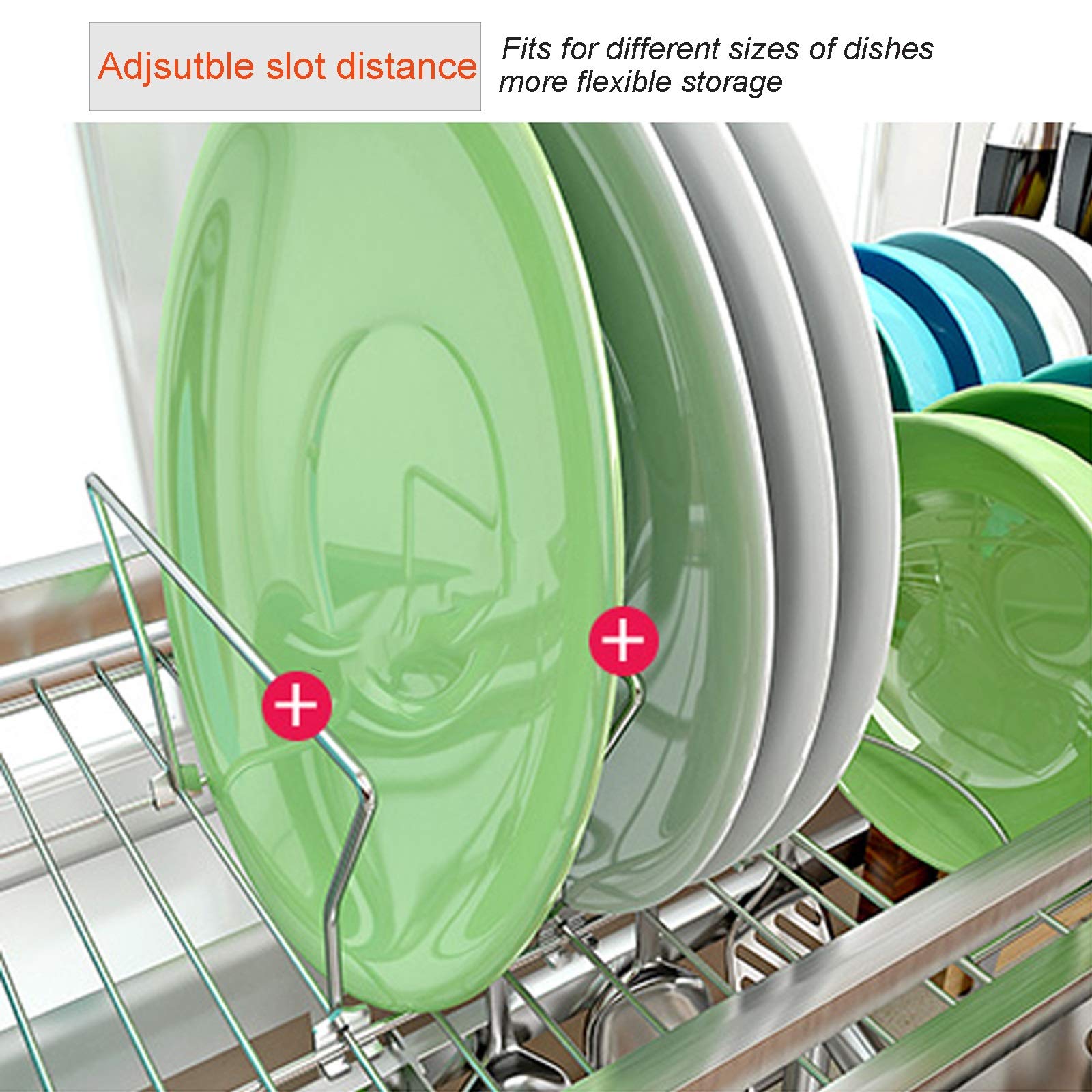 Escurreplatos de acero inoxidable para colgar sobre el fregadero con ganchos para utensilios de cocina, estante de almacenamiento para ahorrar espacio, color plateado, 27.6 pulgadas
