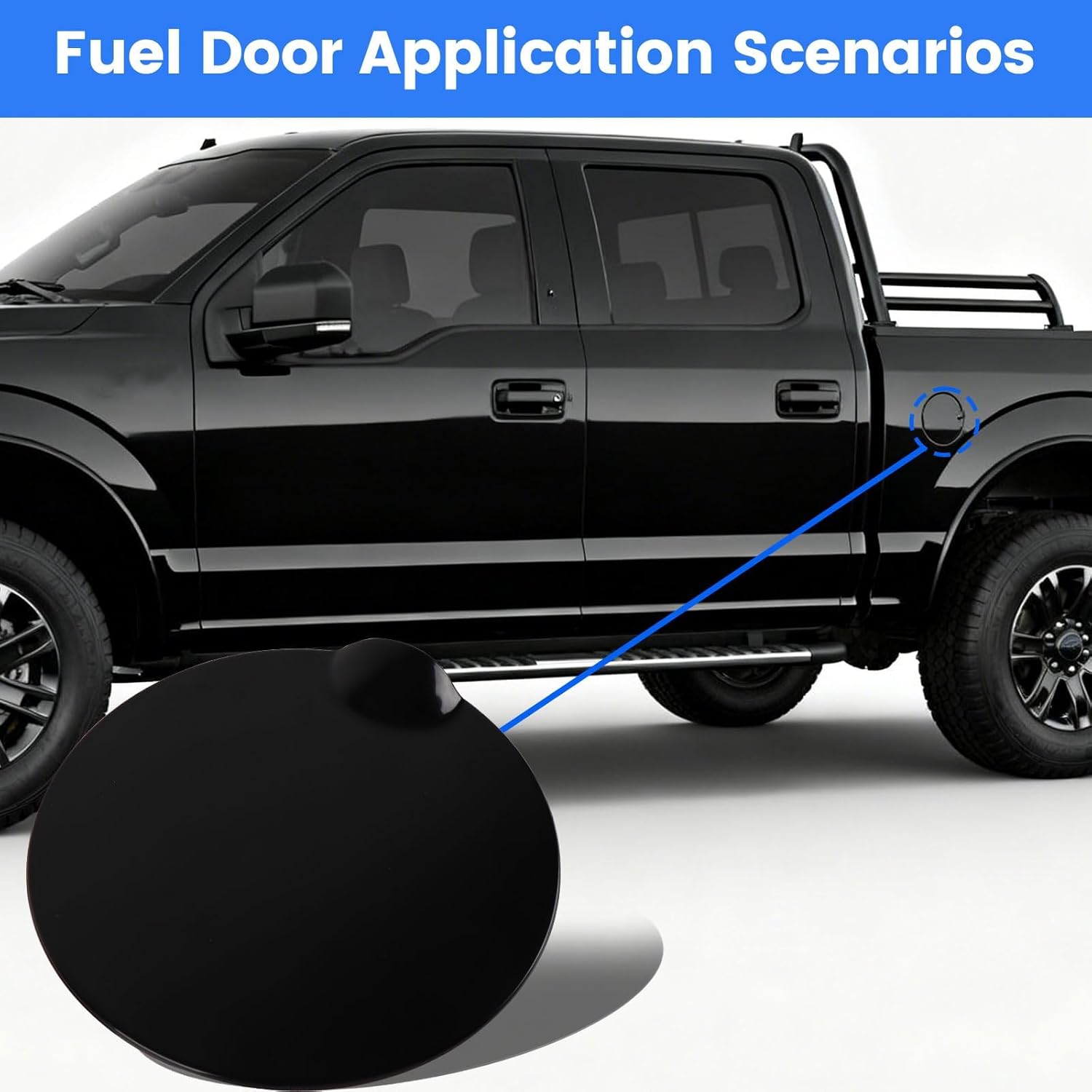 Fuel Gas Door(Primed) FL3Z-99405A26-BPTM Compatible with 2015-2020 Ford F150,2017-2025 Ford F150 Raptor Gas Cap Filler Door Cover with OEM Fit