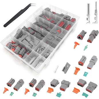 265pcs DT Connector Set Car Cable Connector 2 3 4 6 8 12 Pin Car Electrical Connector Plug Crimp Assortment 16-22AWG with Housing Contacts Tool Box for Motorcycle Truck Boat
