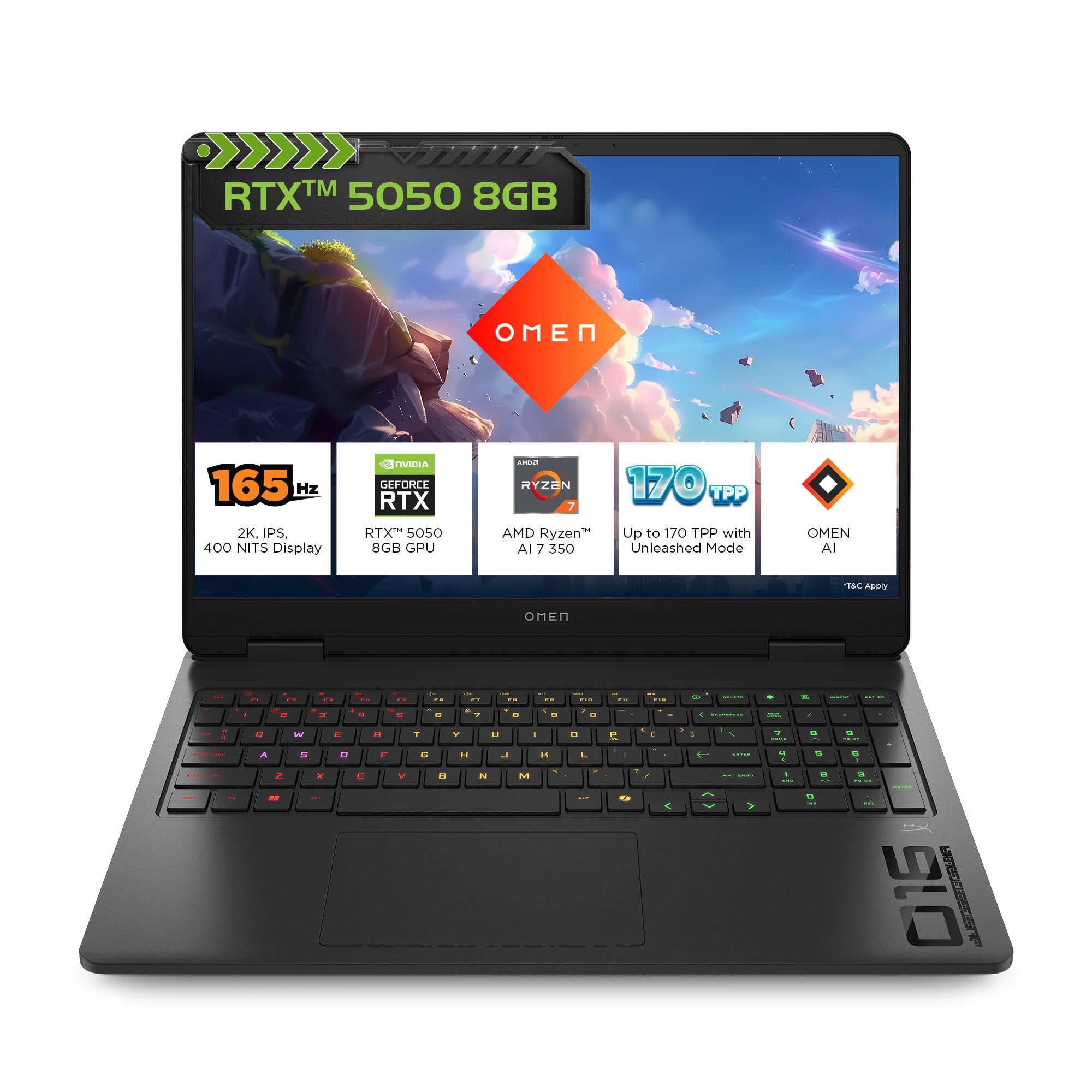 HP Omen, AMD Ryzen AI 7 350, 8GB RTX 5050 Gaming Laptop,(24GB DDR5, 1TB SSD) 60-165Hz,3ms,400 nits,16'(40.6cm) 2k, Win11, M365 Basic(1 Year) Office24, Black, 2.44kg, RGB, Tempest Cooling, ap0165AX-image-34